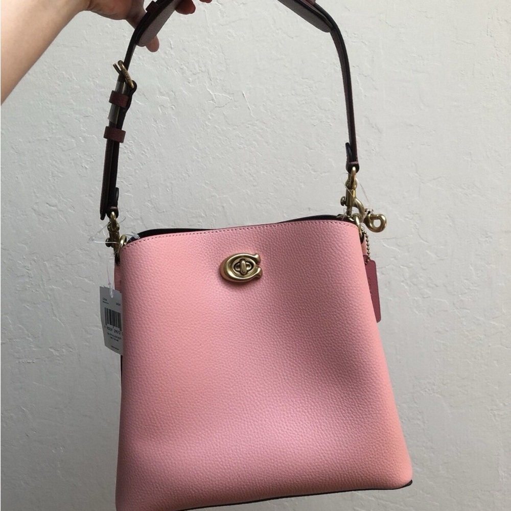 Coach Willow Pink Shoulder Bag with Gold Accents